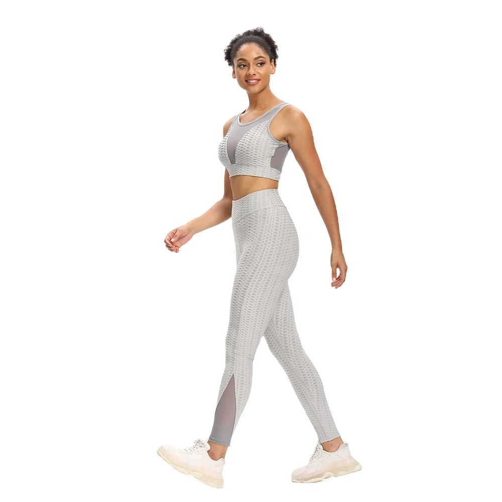 Women Workout 2 Piece Set Jacquard Weaving Sexy Mesh Patch Crop Top Yoga Leggings Female Fitness Suits
Women Workout 2 Piece Set Jacquard Weaving Sexy Mesh Patch Crop Top Yoga Leggings Female Fitness Suits