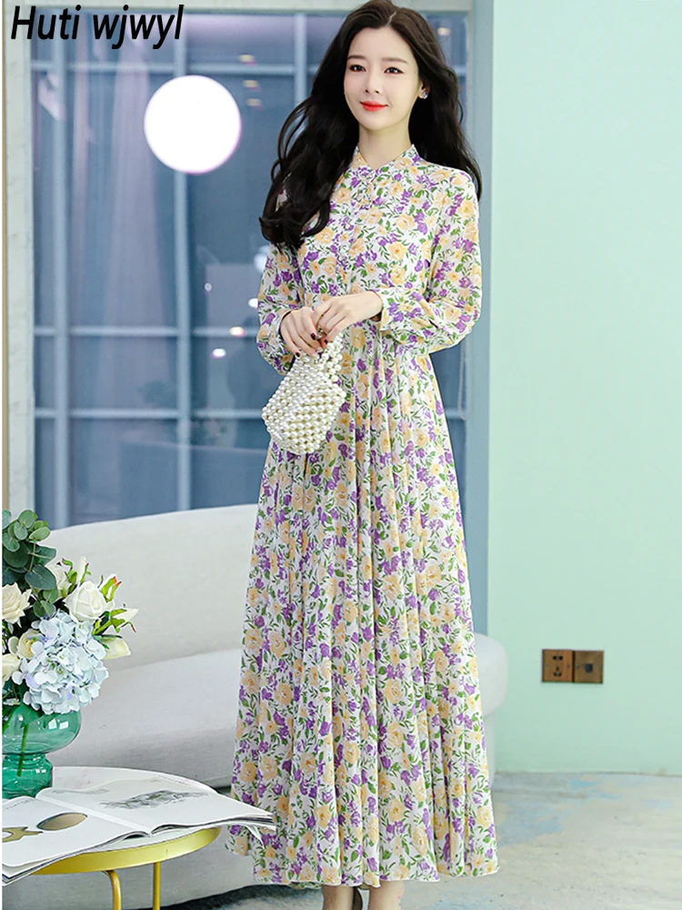 

2023 модное повседневное пляжное длинное платье для отпуска в стиле бохо, весеннее корейское элегантное облегающее женское платье-макси из ш...