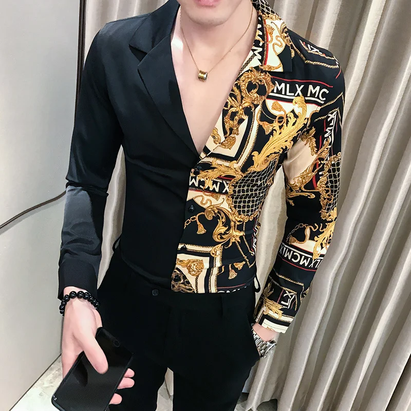 Casual Slim Fit Print Party Club Luxury Black Gold 201 Autumn Baroque Men Shirt Long Sleeve Patchwork
Casual Slim Fit Print Party Club Luxury Black Gold 201 Autumn Baroque Men Shirt Long Sleeve Patchwork