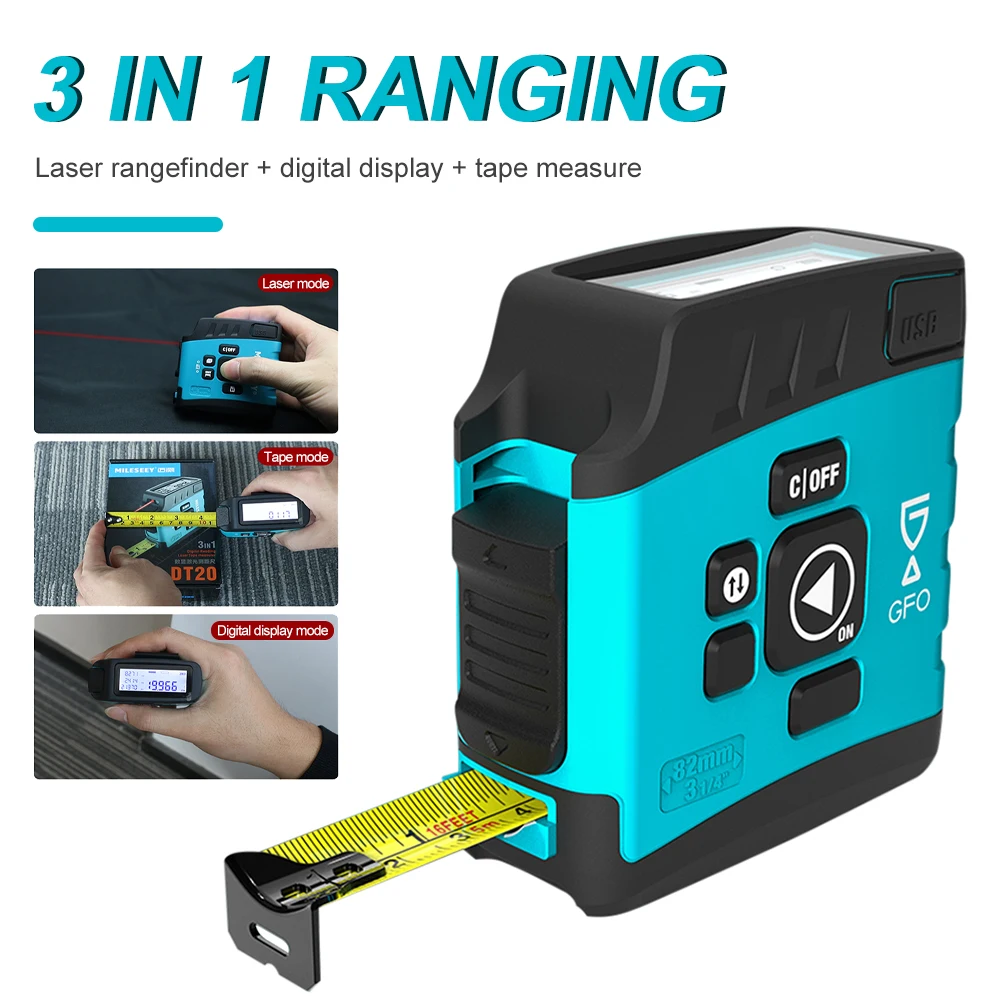 UYANGG Laser Digital Tape Measure 3-in-1 Rechargeable Laser Distance Measure Rangefinder LCD Display DT20 5m Construction Tools
UYANGG Laser Digital Tape Measure 3-in-1 Rechargeable Laser Distance Measure Rangefinder LCD Display DT20 5m Construction Tools
