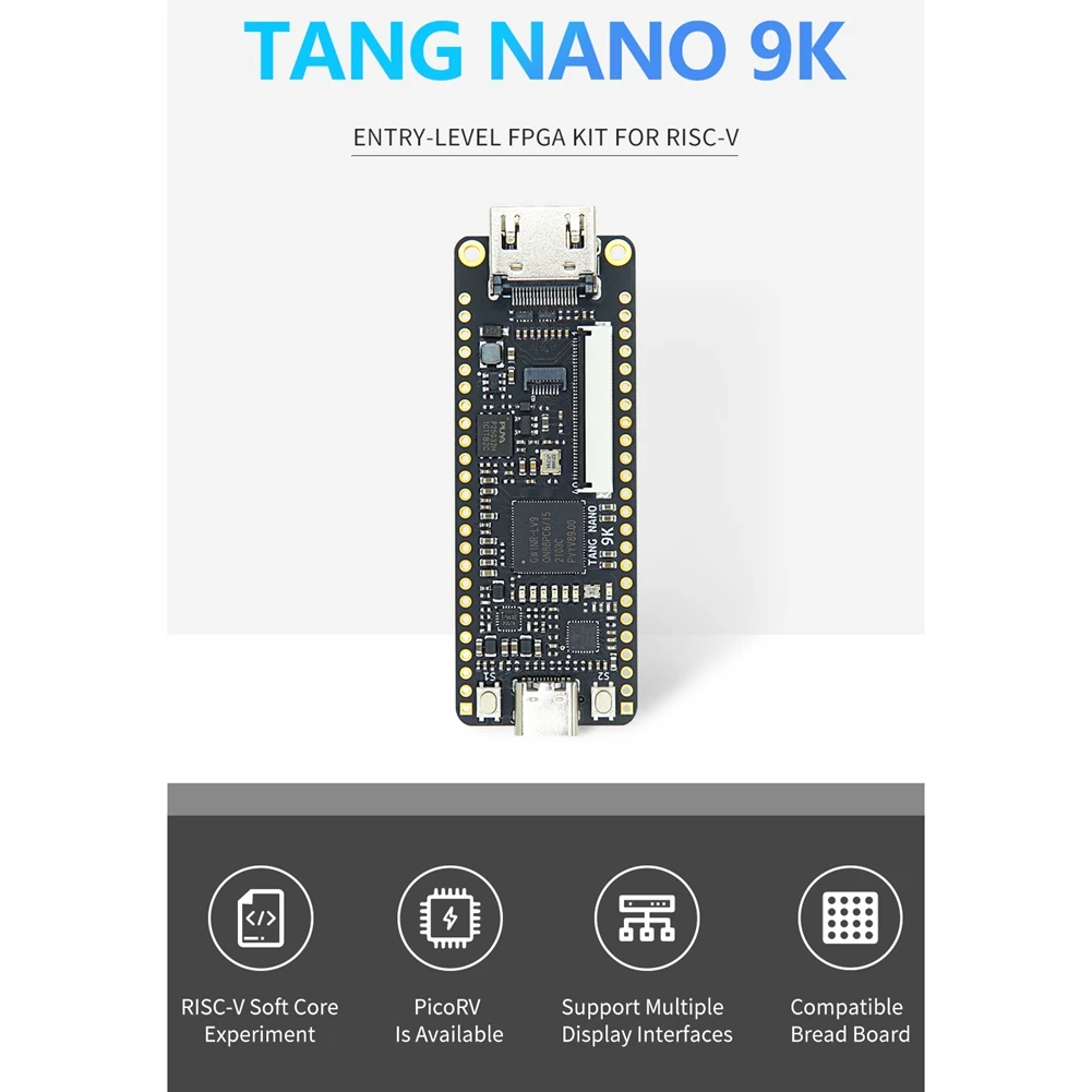 For Tang Nano 9K FPGA GoAI Development Board GW1NR-9 RISC-V RV HD 40P RGB Interface with 4.3Inch SPI Bare Screen
For Tang Nano 9K FPGA GoAI Development Board GW1NR-9 RISC-V RV HD 40P RGB Interface with 4.3Inch SPI Bare Screen