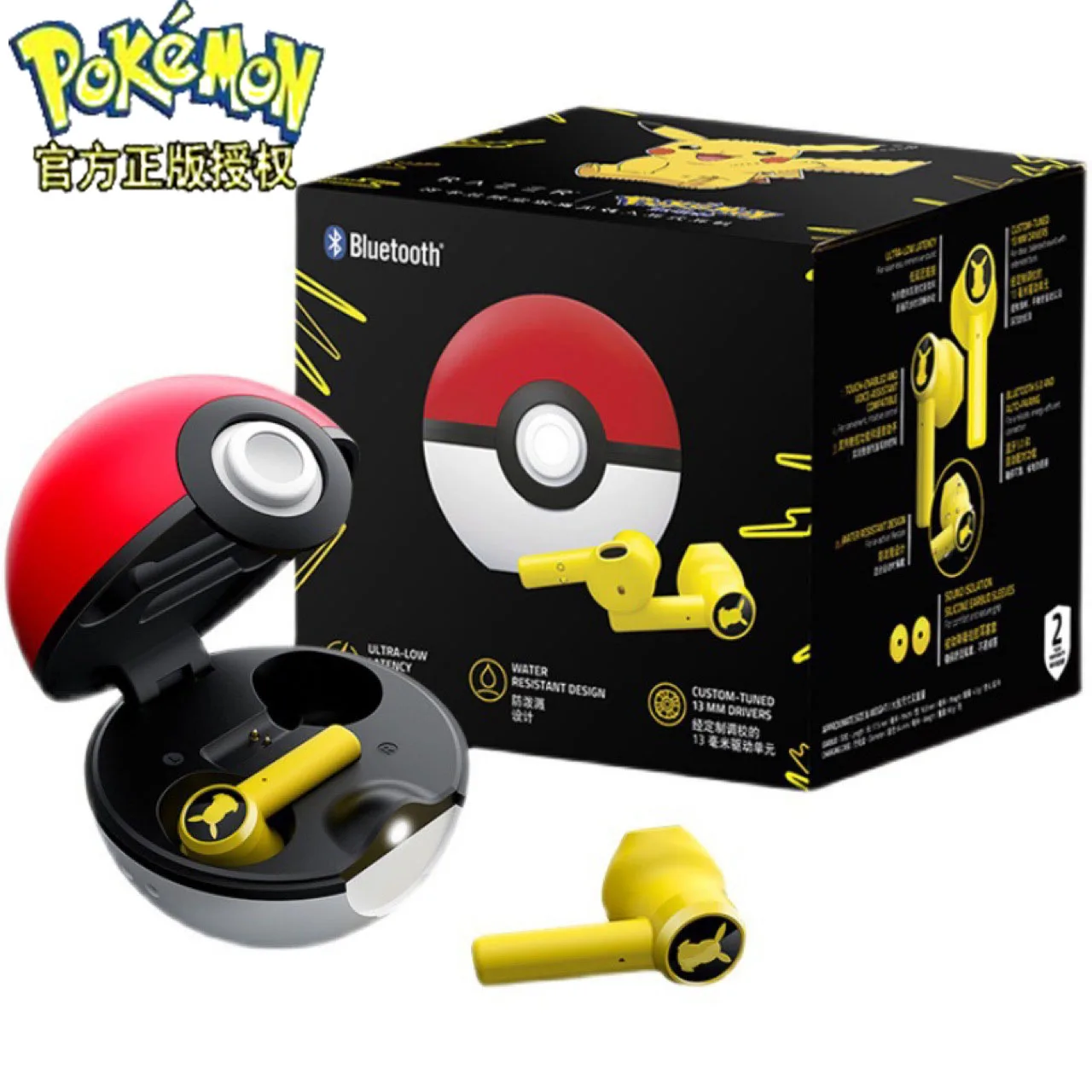

Спортивные наушники Pokemon Pikachu, беспроводные наушники с шумоподавлением, Bluetooth 5,0, микрофон с сенсорным управлением, универсальные подарки