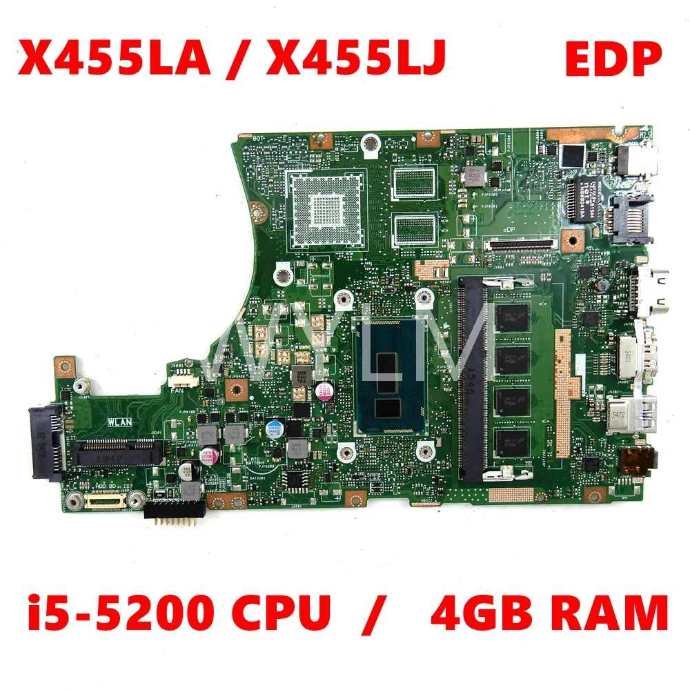 X455LA i5-5200 CPU 4GB RAM LVDS Mainboard REV2.1 For ASUS X455L X455LJ X455LN A455L F455L K455L Laptop Motherboard 100%Tested
X455LA i5-5200 CPU 4GB RAM LVDS Mainboard REV2.1 For ASUS X455L X455LJ X455LN A455L F455L K455L Laptop Motherboard 100%Tested