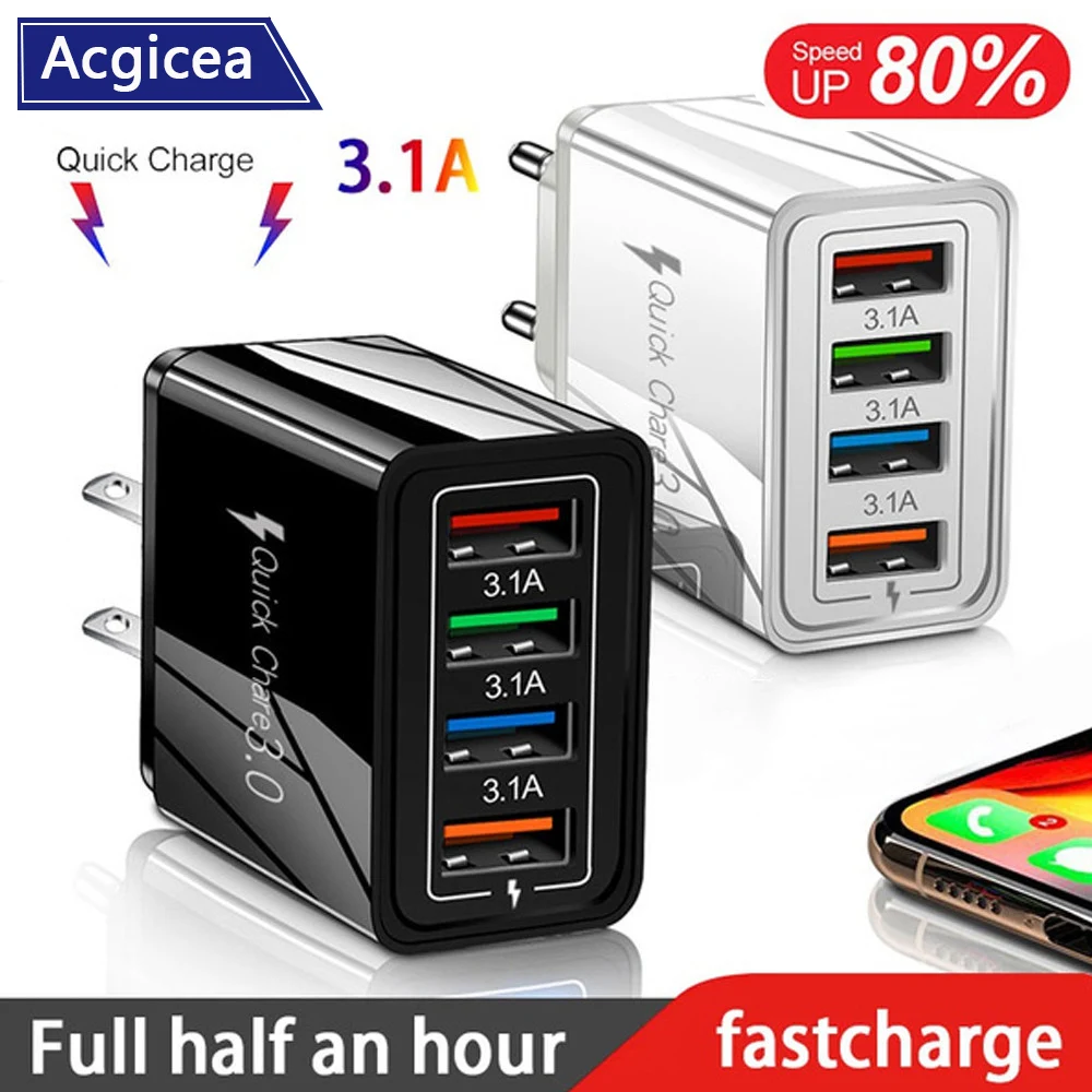4USB 3.1A Charger Quick Charge 3.0 Charger For iPhone Wall Fast Charging For Samsung Xiaomi Huawei Mobile Phone Chargers Adapter
4USB 3.1A Charger Quick Charge 3.0 Charger For iPhone Wall Fast Charging For Samsung Xiaomi Huawei Mobile Phone Chargers Adapter