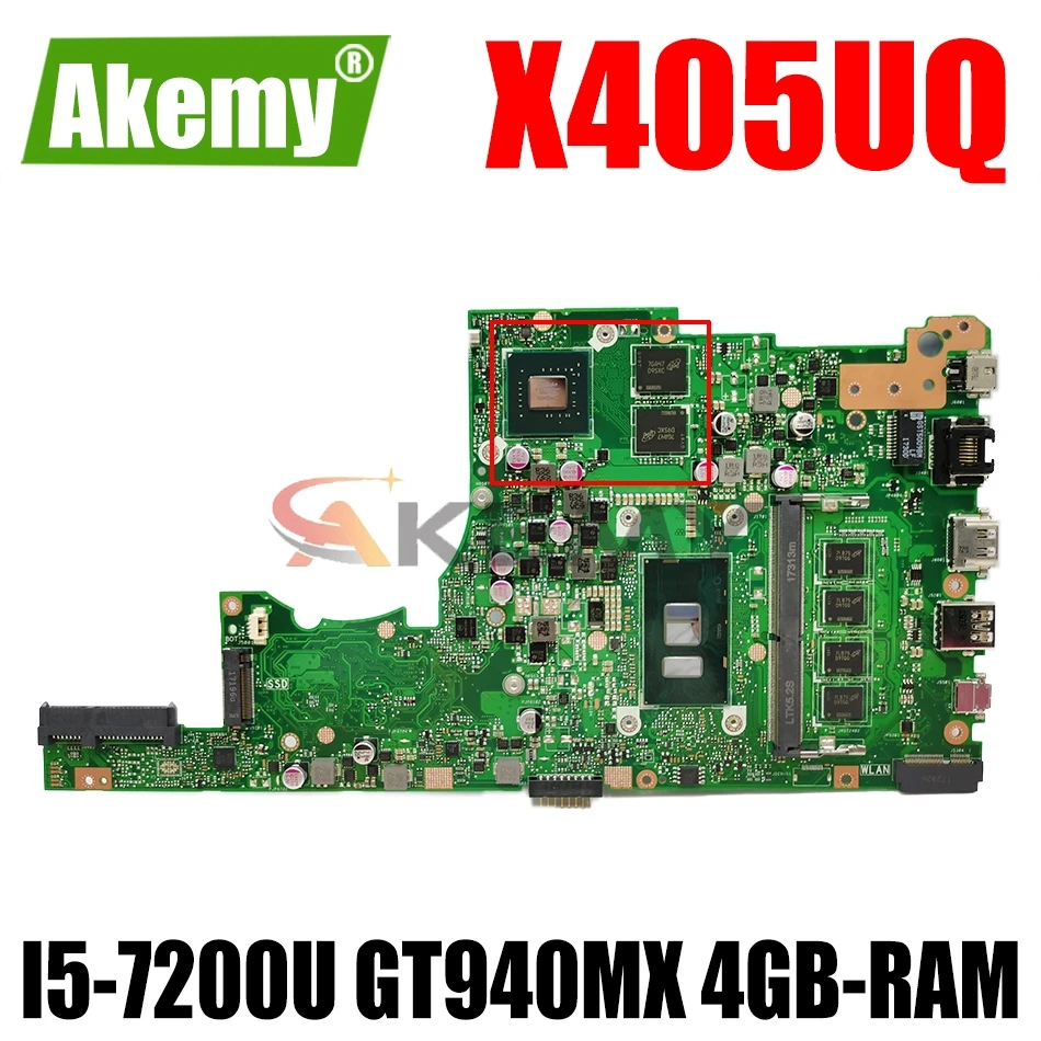 AKEMY X405UQ Laptop Motherboard For ASUS VivoBook 14-X405UQ X405U S4100UQ U4100UQ Original Mainboard 4GB-RAM I5-7200U GT940MX
AKEMY X405UQ Laptop Motherboard For ASUS VivoBook 14-X405UQ X405U S4100UQ U4100UQ Original Mainboard 4GB-RAM I5-7200U GT940MX