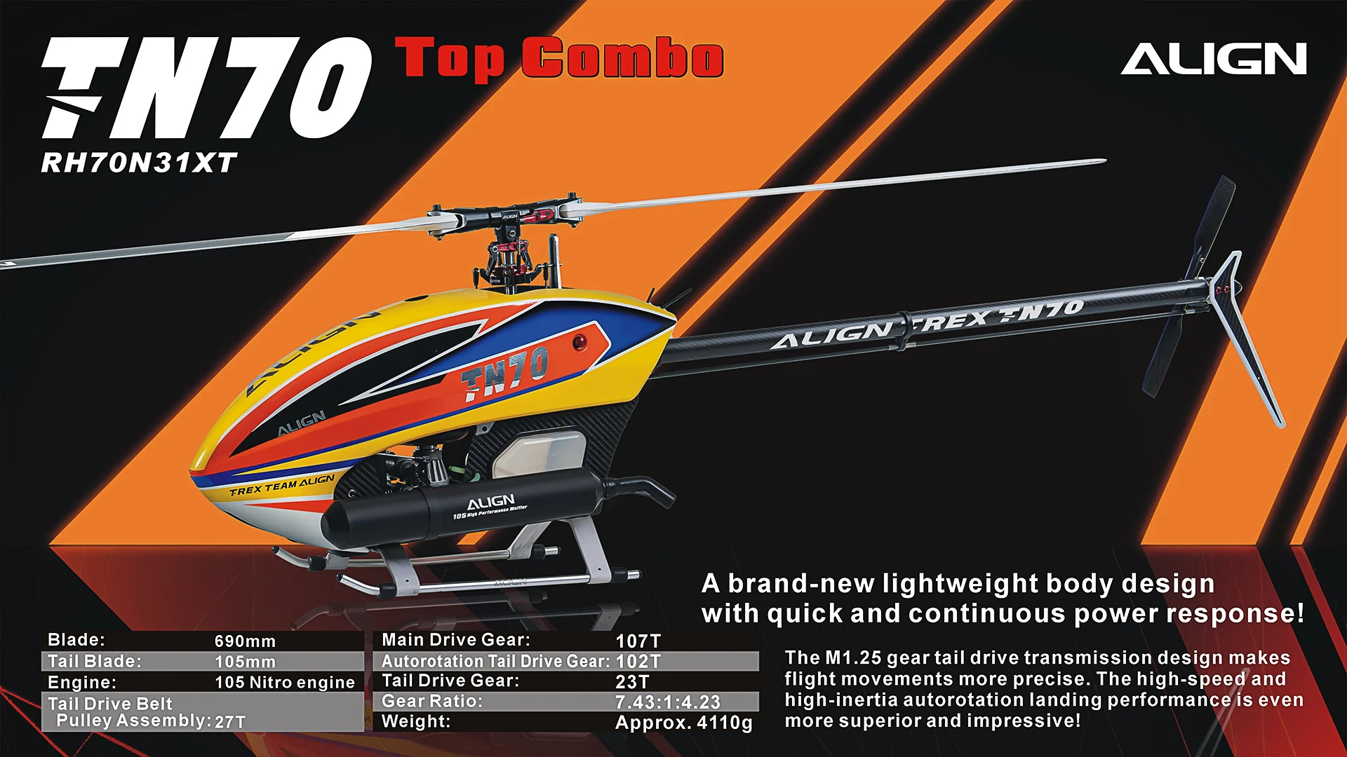 Оригинальная версия, вертолет с масляным двигателем TN70 Nitro 3D 6CH RC, вертолет Combo RH70N31XW
Оригинальная версия, вертолет с масляным двигателем TN70 Nitro 3D 6CH RC, вертолет Combo RH70N31XW