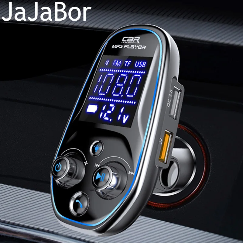 

JaJaBor FM Transmitter MP3 Player AUX Audio Receiver QC3.0 Type C Fast Charging Handsfree Bluetooth 5.0 Car Kit FM Modulator