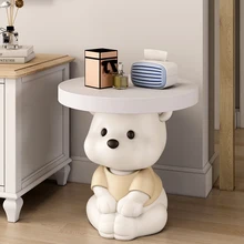 Room Decor Bear Coffee Table Living Room Furniture Sofa Side Tables Creative Home Decoration Large Landing Nightstands Ornament