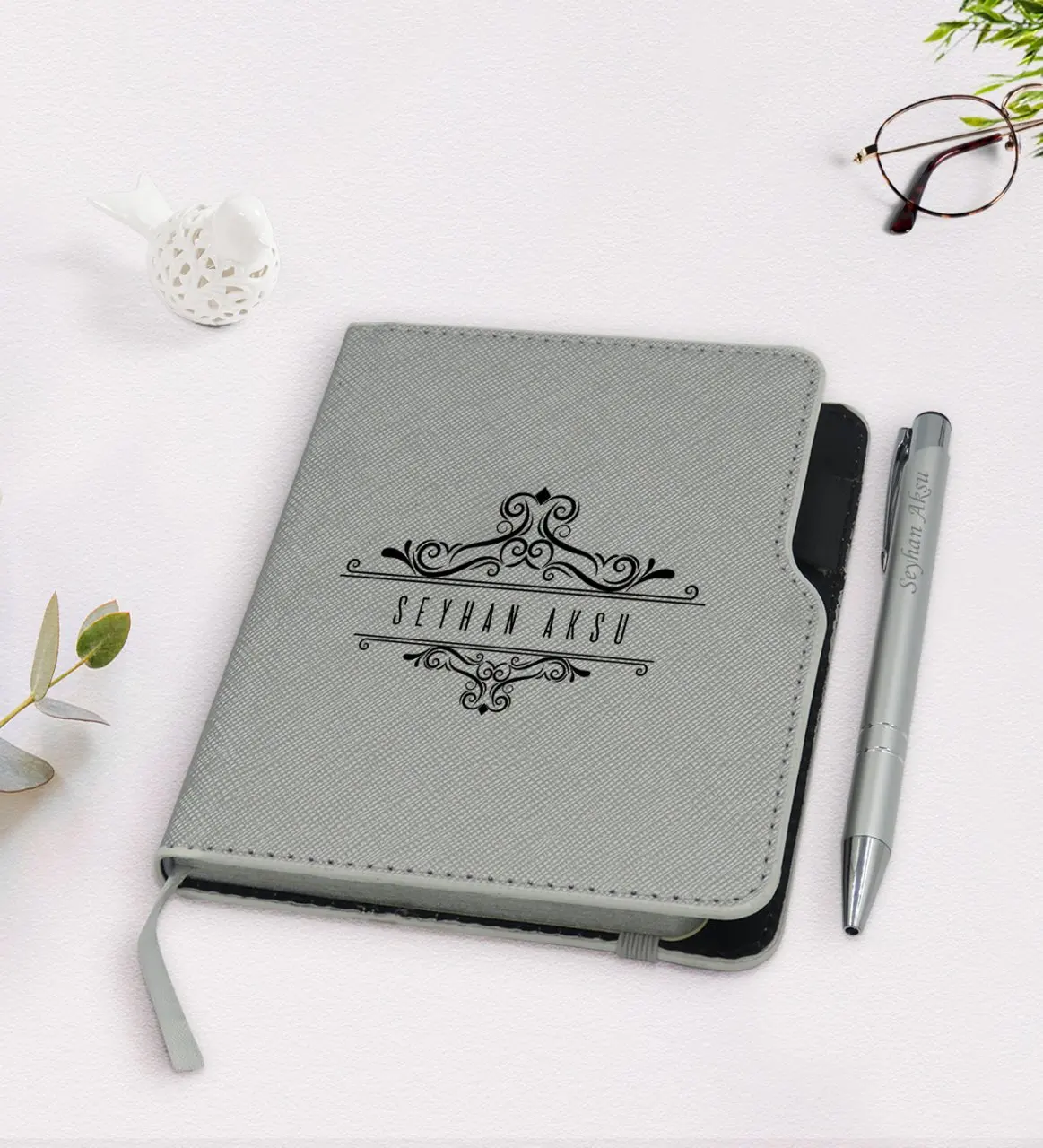 Personalized Is Gray Thermo Leather Notebook Pen Seti-8
Personalized Is Gray Thermo Leather Notebook Pen Seti-8