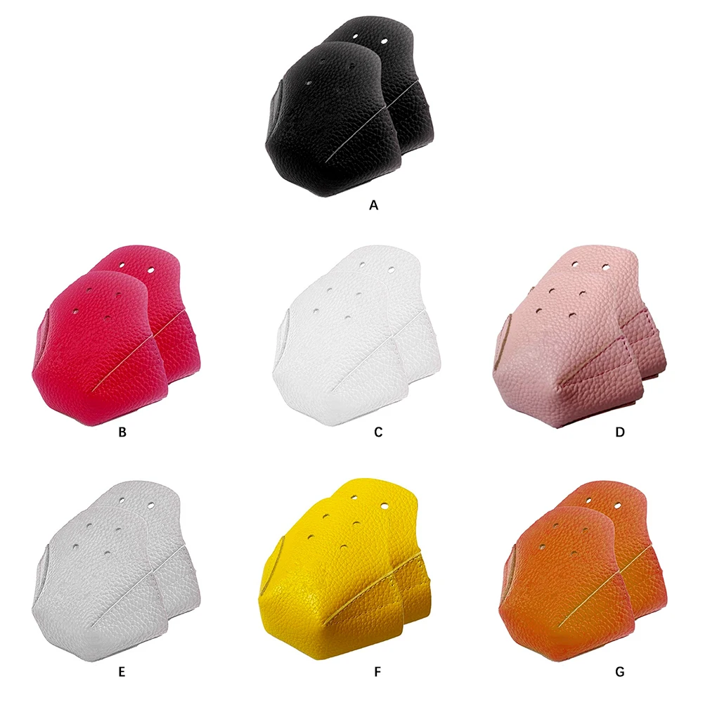 

1 Pair Skates Anti-friction Toe Cap Guards Leather Folded Skating Cover with 4 Holes Part Protectors Training White