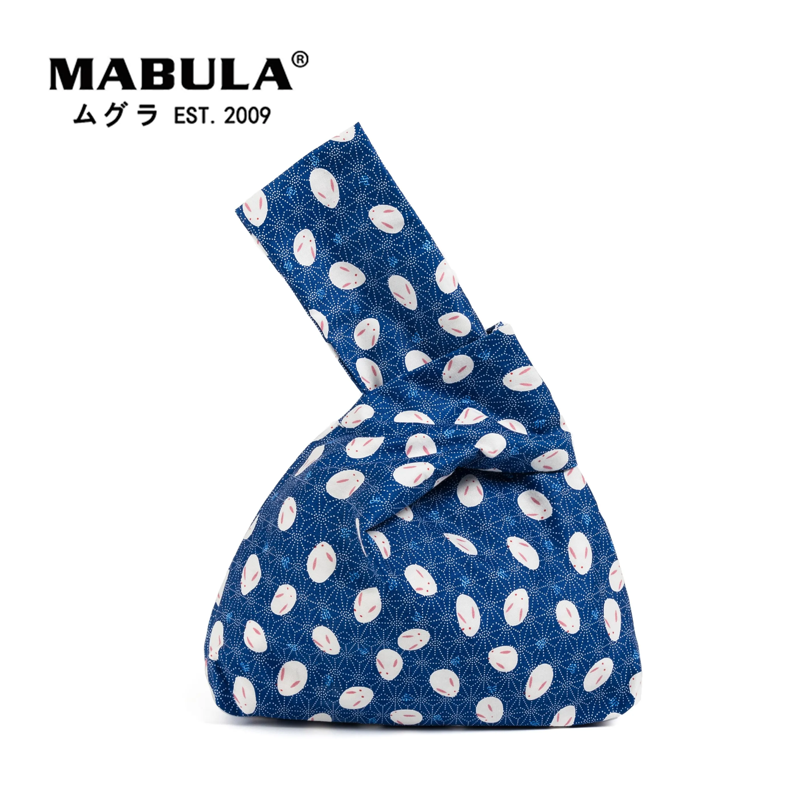 

MABULA Japanese Style Knot Shopper Pouch Eco Friendly Foldable Reusable Top Handler Handbag Purse Walking Women Wrist Bag