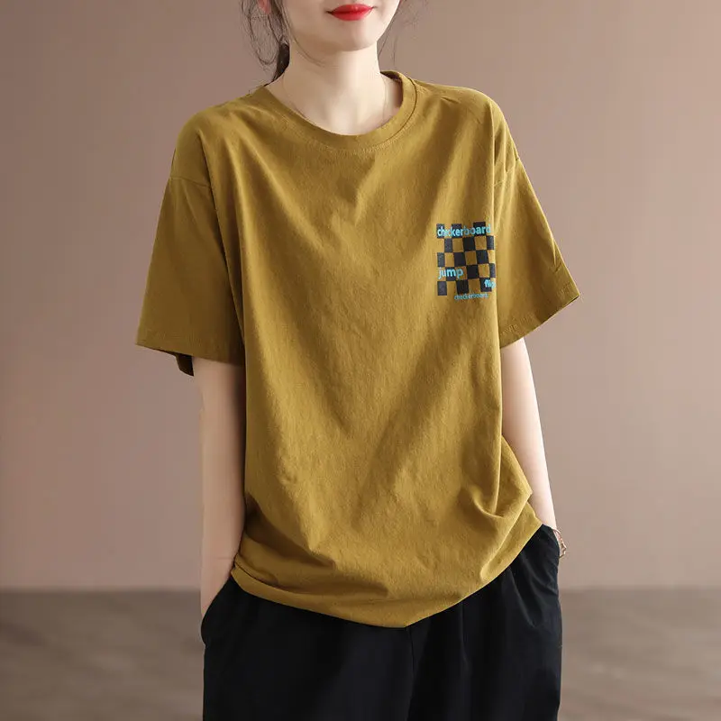 Cotton Blouse Women's Casual Cotton Short Sleeve T-shirt Ladies Summer 2022 New Loose Slim Round Neck Blouse
Cotton Blouse Women's Casual Cotton Short Sleeve T-shirt Ladies Summer 2022 New Loose Slim Round Neck Blouse