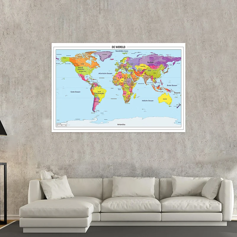 225*150 Cm The World Political Map In Dutch Non-woven Canvas Painting Large Poster Wall Home Decoration Children School Supplies
225*150 Cm The World Political Map In Dutch Non-woven Canvas Painting Large Poster Wall Home Decoration Children School Supplies