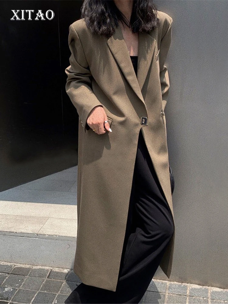XITAO Single Button Trench Women Full Sleeve Goddess Fan Pocket Small Fresh Casual Style 2022 Winter Loose Trench SMH1188
XITAO Single Button Trench Women Full Sleeve Goddess Fan Pocket Small Fresh Casual Style 2022 Winter Loose Trench SMH1188