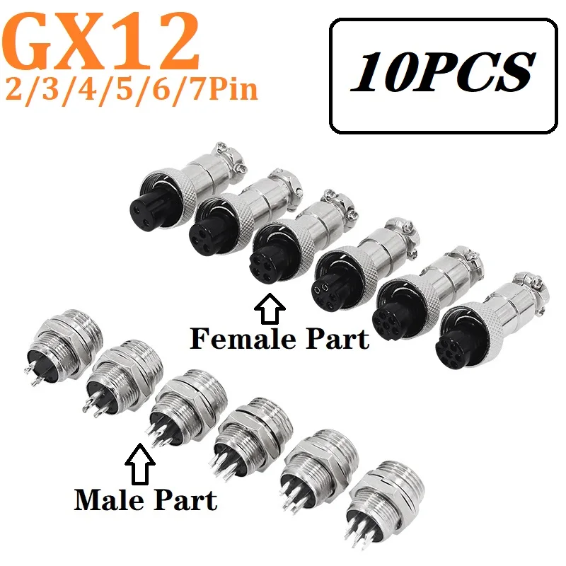 10PCS GX12 Aviation socket Male & Female 2/3/4/5/6/7Pin 12mm Wire Panel Connector Aviation Plug Circular Socket Plug
10PCS GX12 Aviation socket Male & Female 2/3/4/5/6/7Pin 12mm Wire Panel Connector Aviation Plug Circular Socket Plug