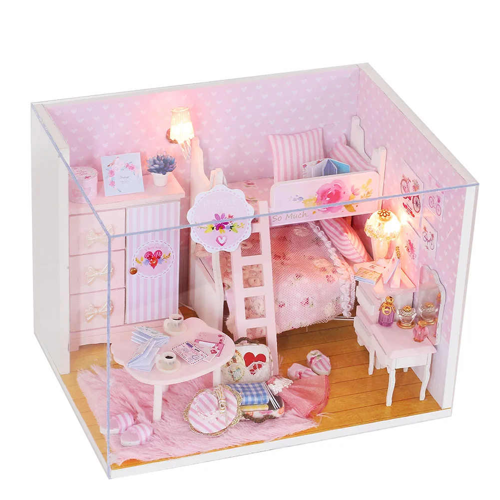 Pink Dream Wooden DIY Dollhouse Bedroom 3D Mini Music Doll House for Girls With Dust Cover LED Lights Lovely Living Room
Pink Dream Wooden DIY Dollhouse Bedroom 3D Mini Music Doll House for Girls With Dust Cover LED Lights Lovely Living Room