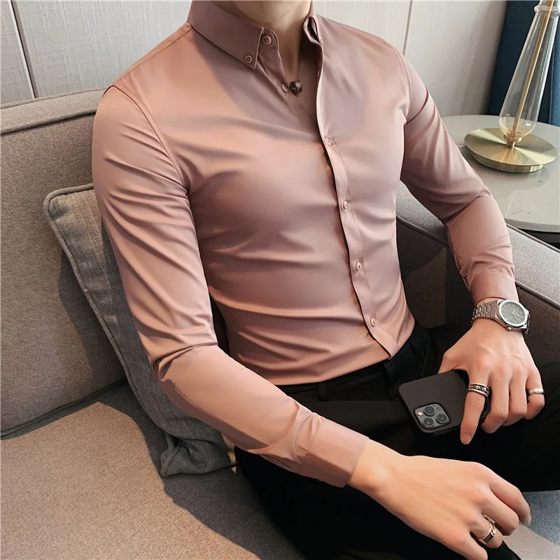 New Korean High Quality Solid Shirts for Men Clothing Slim Fit Men Casual Shirts Long Sleeve Streetwear/Night Club/Prom Tuxedo
New Korean High Quality Solid Shirts for Men Clothing Slim Fit Men Casual Shirts Long Sleeve Streetwear/Night Club/Prom Tuxedo
