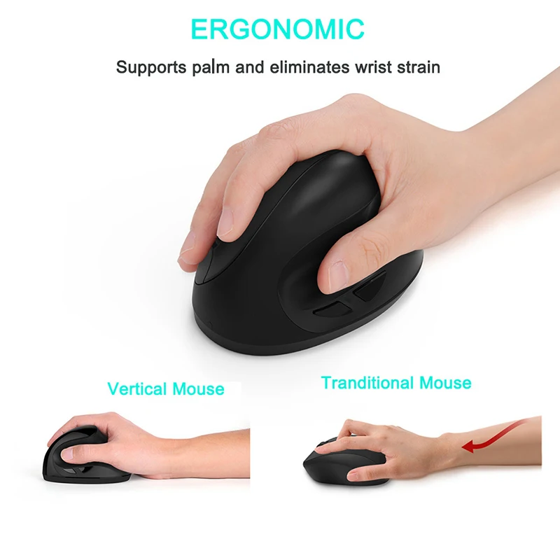 

Vertical Wireless Optical Mouse 2.4G Wireless Computer Gaming USB Mice Ergonomic Desktop Upright Mouse 1600 DPI for PC Laptop