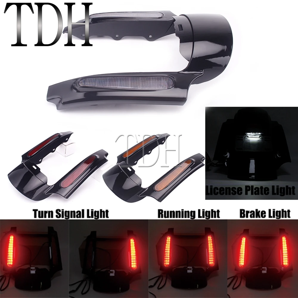 Черная задняя панель для крыльев со светодиодной подсветкой, освесветильник для номерного знака для Harley Electra Glide Road Glide Custom FLTRX 
Черная задняя панель для крыльев со светодиодной подсветкой, освесветильник для номерного знака для Harley Electra Glide Road Glide Custom FLTRX