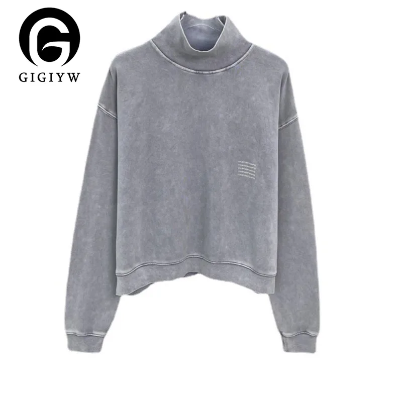 GIGYW Winter AW Wash Old High Collar Pullover Plush Loose Sweater Men Autumn Women 2022 New Kadın Sweatshirt Womens Hoodies
GIGYW Winter AW Wash Old High Collar Pullover Plush Loose Sweater Men Autumn Women 2022 New Kadın Sweatshirt Womens Hoodies
