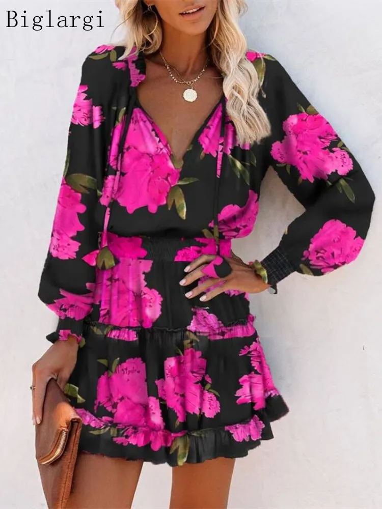 Летнее короткое платье с цветочным принтом, женские плиссированные платья с длинным рукавом и оборками, модное повседневное свободное женское платье, 2023
Летнее короткое платье с цветочным принтом, женские плиссированные платья с длинным рукавом и оборками, модное повседневное свободное женское платье, 2023