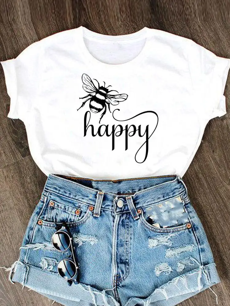 Clothes Women Clothing Fashion Short Sleeve Female Top Tee Bee Letter Sweet New Cute T-shirt Summer Cartoon Graphic T Shirt
Clothes Women Clothing Fashion Short Sleeve Female Top Tee Bee Letter Sweet New Cute T-shirt Summer Cartoon Graphic T Shirt