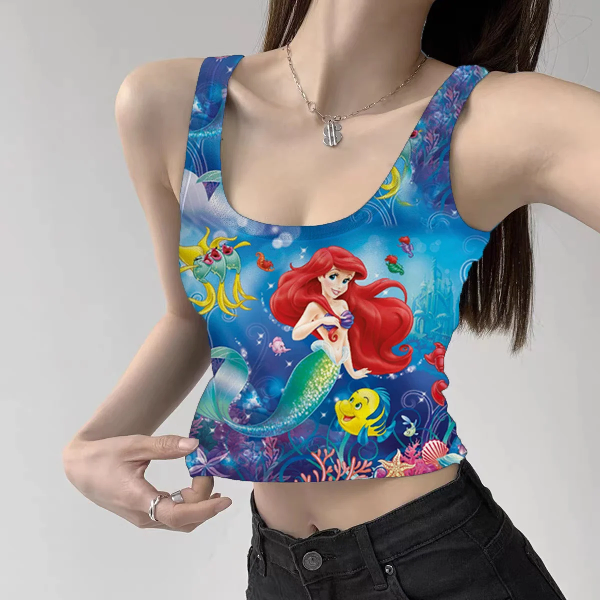 The Little Mermaid Crop Tops for Women Fashion Women's T-shirt Yoga Fitness Woman Clothes Disney Corset Sexy Y2k Tank Top
The Little Mermaid Crop Tops for Women Fashion Women's T-shirt Yoga Fitness Woman Clothes Disney Corset Sexy Y2k Tank Top
