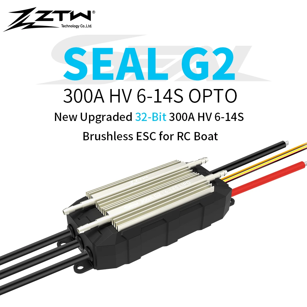 ZTW 32-Bit Seal G2 300A HV 6-14S Brushless ESC Water Cooling Two-way Speed Controller For RC Boat Surfboard Underwater Thruster
ZTW 32-Bit Seal G2 300A HV 6-14S Brushless ESC Water Cooling Two-way Speed Controller For RC Boat Surfboard Underwater Thruster