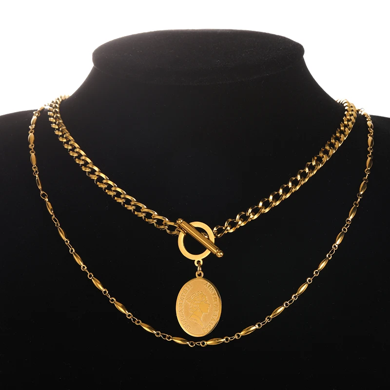 Vintage Double Layers Cuban Chain Punk Portrait Pendant Necklace For Women Bohemia Stainless Steel Jewelry Party Gift
Vintage Double Layers Cuban Chain Punk Portrait Pendant Necklace For Women Bohemia Stainless Steel Jewelry Party Gift