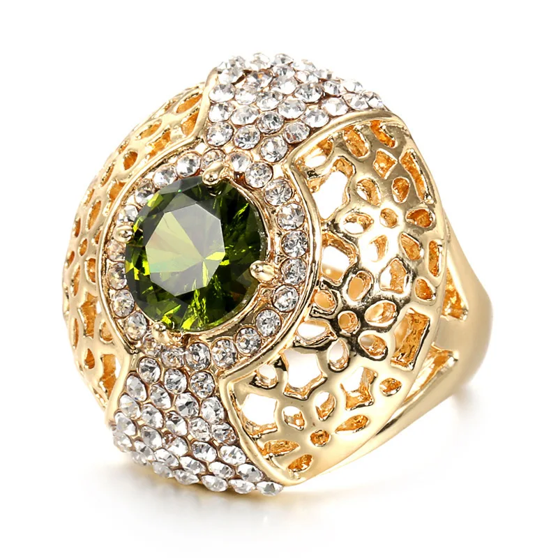Luxury Green Zircon Big Rings for Women Fashion Gold Hollow Crystal Flower Ring Vintage Wedding Band Jewelry 2022 Hot
Luxury Green Zircon Big Rings for Women Fashion Gold Hollow Crystal Flower Ring Vintage Wedding Band Jewelry 2022 Hot