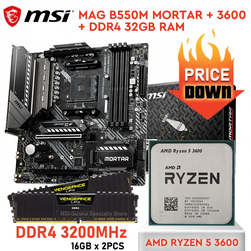Материнская плата MSI MAG B550M раствор AM4 Combo R5 3600 CPU Ryzen Kit AMD Ryzen R5 3600 + 32 ГБ ОЗУ 3200 МГц AMD B550 материнская плата DDR4
Материнская плата MSI MAG B550M раствор AM4 Combo R5 3600 CPU Ryzen Kit AMD Ryzen R5 3600 + 32 ГБ ОЗУ 3200 МГц AMD B550 материнская плата DDR4