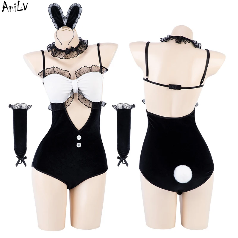 AniLV Charming Bunny Girl Retro Lace Bodysuit Unifrom Women Rabbit Headband Hollow Outfits Costumes Cosplay Pleated Skirt
AniLV Charming Bunny Girl Retro Lace Bodysuit Unifrom Women Rabbit Headband Hollow Outfits Costumes Cosplay Pleated Skirt