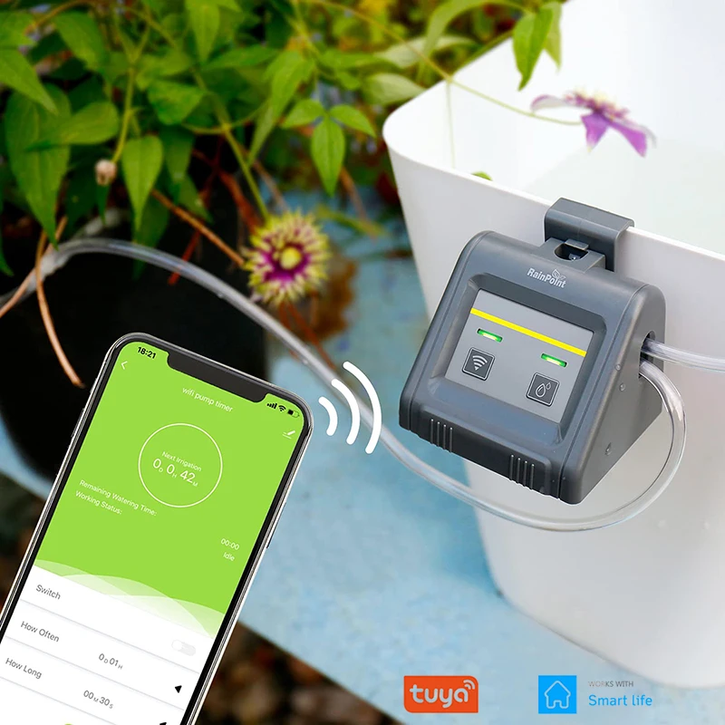 Tuya RainPoint WIFI Automatic Water Pump Irrigation System Timer Plant Garden Watering System Irrigation Smart Life App Control
Tuya RainPoint WIFI Automatic Water Pump Irrigation System Timer Plant Garden Watering System Irrigation Smart Life App Control