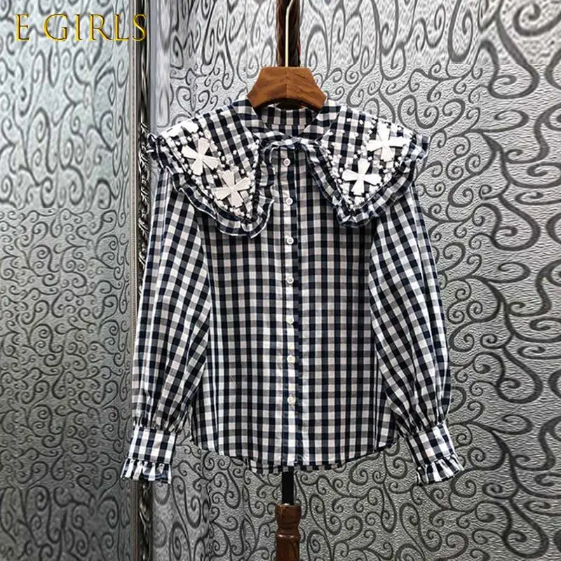 E GIRLS Korean Plaid Women Blouse Chic Embroidery Peter Pan Collar Woman Shirts 2021 Autumn Long Sleeve Blusas Top Mujer
E GIRLS Korean Plaid Women Blouse Chic Embroidery Peter Pan Collar Woman Shirts 2021 Autumn Long Sleeve Blusas Top Mujer