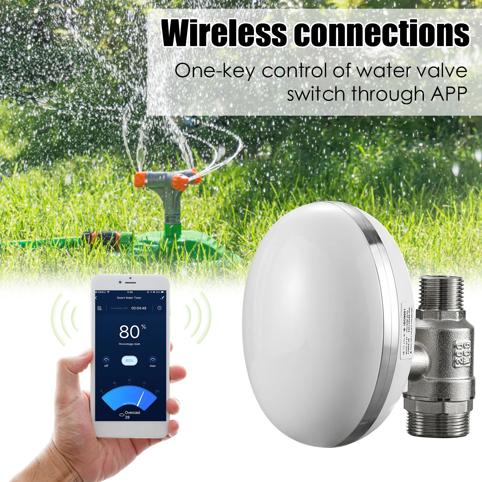 WiFi Control Automatic Irrigation Controller APP Remote Operation Smart Valve Shutoff Watering Timer Waterproof Gardening Device
WiFi Control Automatic Irrigation Controller APP Remote Operation Smart Valve Shutoff Watering Timer Waterproof Gardening Device