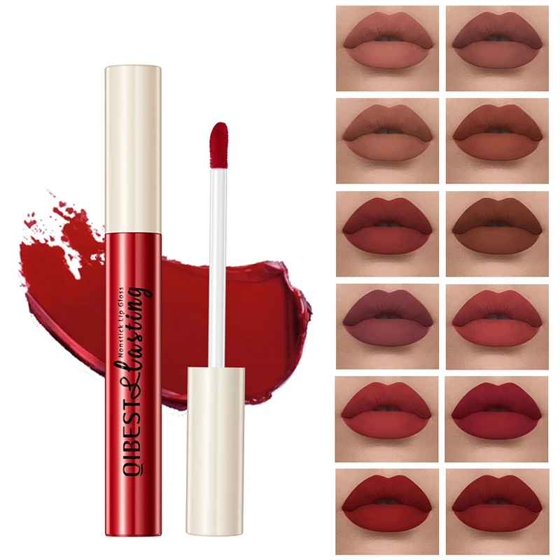 

QIBEST Liquid Lipstick Matte Velvet Lip Gloss Non-stick Cup Makeup Waterproof Nature Long Lasting Sexy Women Beauty Makeup