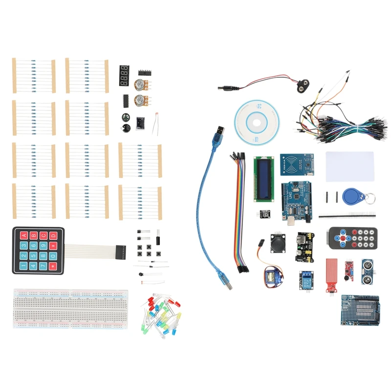 Upgraded Super Starter Kit For Arduino UNO R3 - UNO R3 Breadboard / Step Motor / SG90 Servo / 1602 LCD / Jumper Wire
Upgraded Super Starter Kit For Arduino UNO R3 - UNO R3 Breadboard / Step Motor / SG90 Servo / 1602 LCD / Jumper Wire