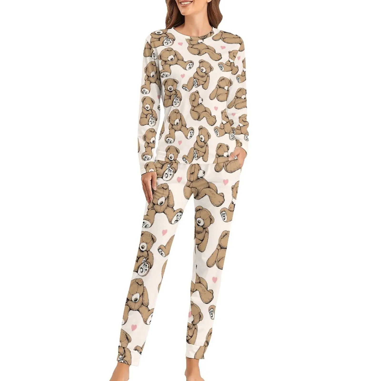Bear Pajamas Cute Toy Bears Casual Loose Oversized Sleepwear Women 2 Pieces Printed Pajama Sets Cheap Long Sleeve Cute Home Suit
Bear Pajamas Cute Toy Bears Casual Loose Oversized Sleepwear Women 2 Pieces Printed Pajama Sets Cheap Long Sleeve Cute Home Suit