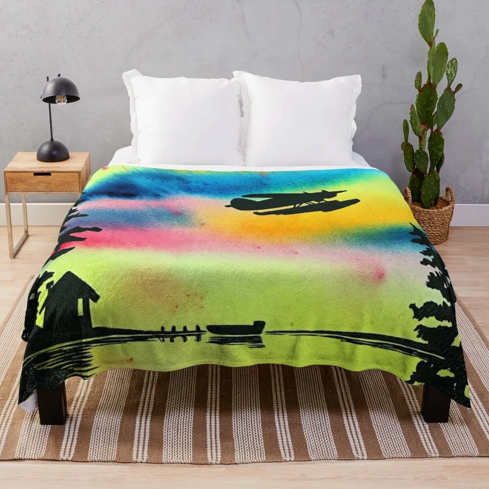 

Northern Watercolour Last Flight and Fishing Throw Blanket Furry Blanket Travel Blanket Thin Wadding Blanket