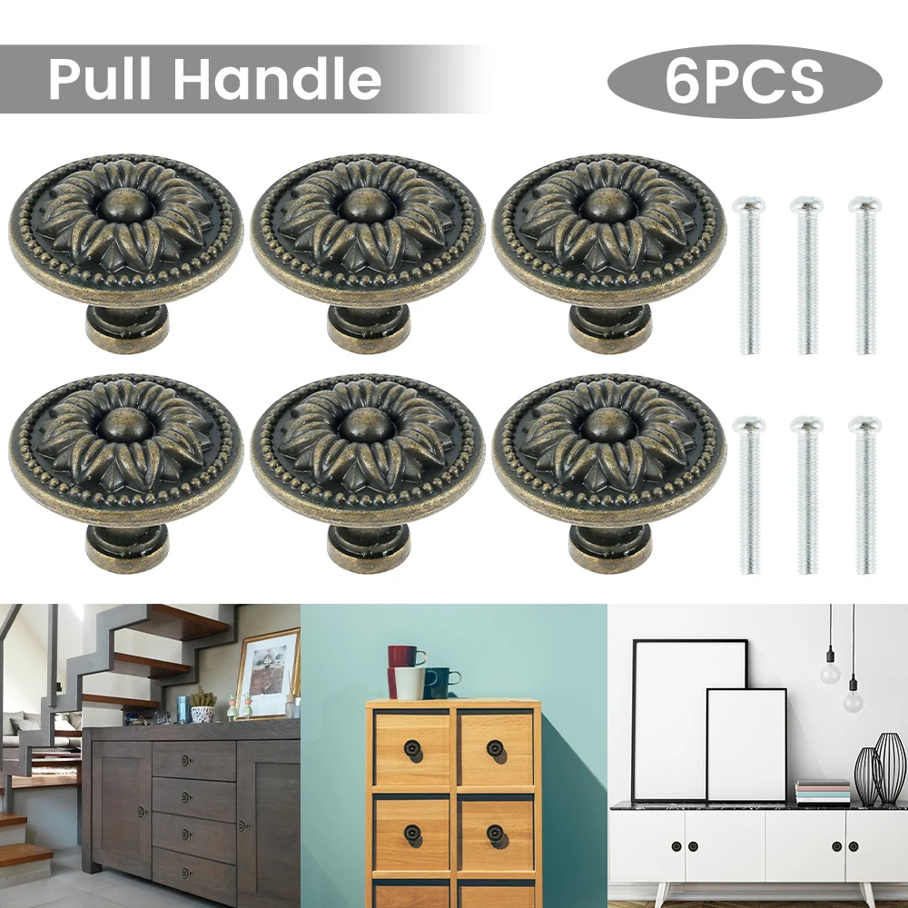 New 6pcs Vintage Cabinet Knobs Antique Bronze Cupboard Door Pull Knob Round Zinc Alloy Dresser Knob Flower Drawer Handle Knob
New 6pcs Vintage Cabinet Knobs Antique Bronze Cupboard Door Pull Knob Round Zinc Alloy Dresser Knob Flower Drawer Handle Knob