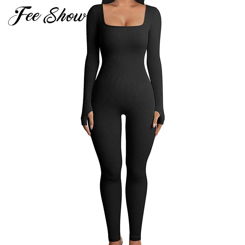 Womens Square Neck Ribbed Bodysuit Sport Yoga Jumpsuits Long Sleeve Unitard Solid Color Slim Fit Jumpsuit Workout Yoga Catsuit
Womens Square Neck Ribbed Bodysuit Sport Yoga Jumpsuits Long Sleeve Unitard Solid Color Slim Fit Jumpsuit Workout Yoga Catsuit