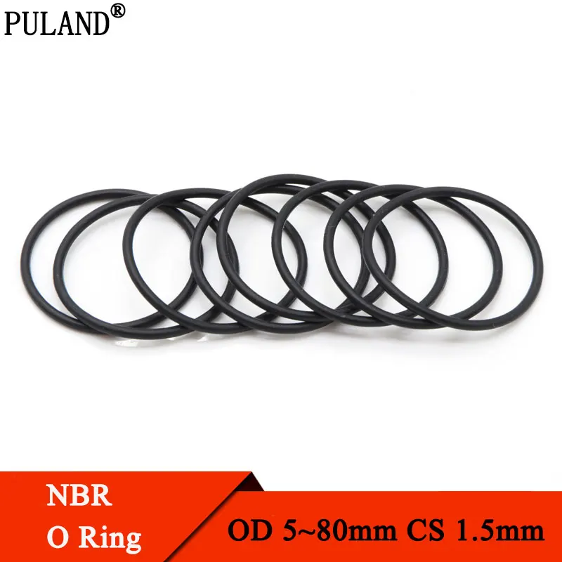 

50pcs Black O Ring Gasket CS 1.5mm OD 5mm ~ 80mm NBR Automobile Nitrile Rubber Round O Type Corrosion Oil Resist Sealing Washer