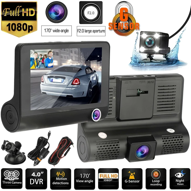 1080P 4Inch Car Dash Cam Front/Cabin/Rear DVR Video Driving Recorder Security Camera Monitor For Car Taxi Uber
1080P 4Inch Car Dash Cam Front/Cabin/Rear DVR Video Driving Recorder Security Camera Monitor For Car Taxi Uber