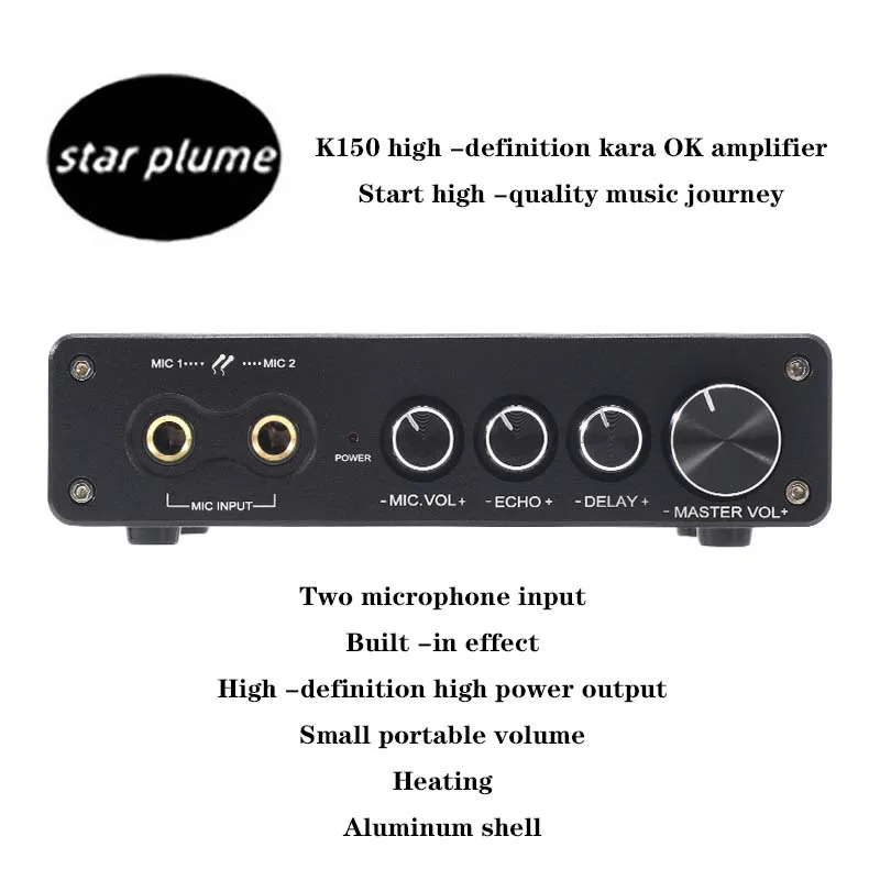 

StarPlume K150 HD Family KTV Karaoke Pre-Stage K Song Digital Amplifier Anchor Reverberation Effect Double Microphone Microphone