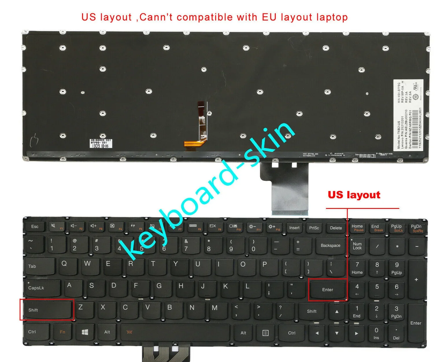 New US backlit Keyboard non-frame for Lenovo U530 U530p Touch T6B2-US 25213201 AELZBU00210 9Z.N8RBQ.P01 laptop
New US backlit Keyboard non-frame for Lenovo U530 U530p Touch T6B2-US 25213201 AELZBU00210 9Z.N8RBQ.P01 laptop