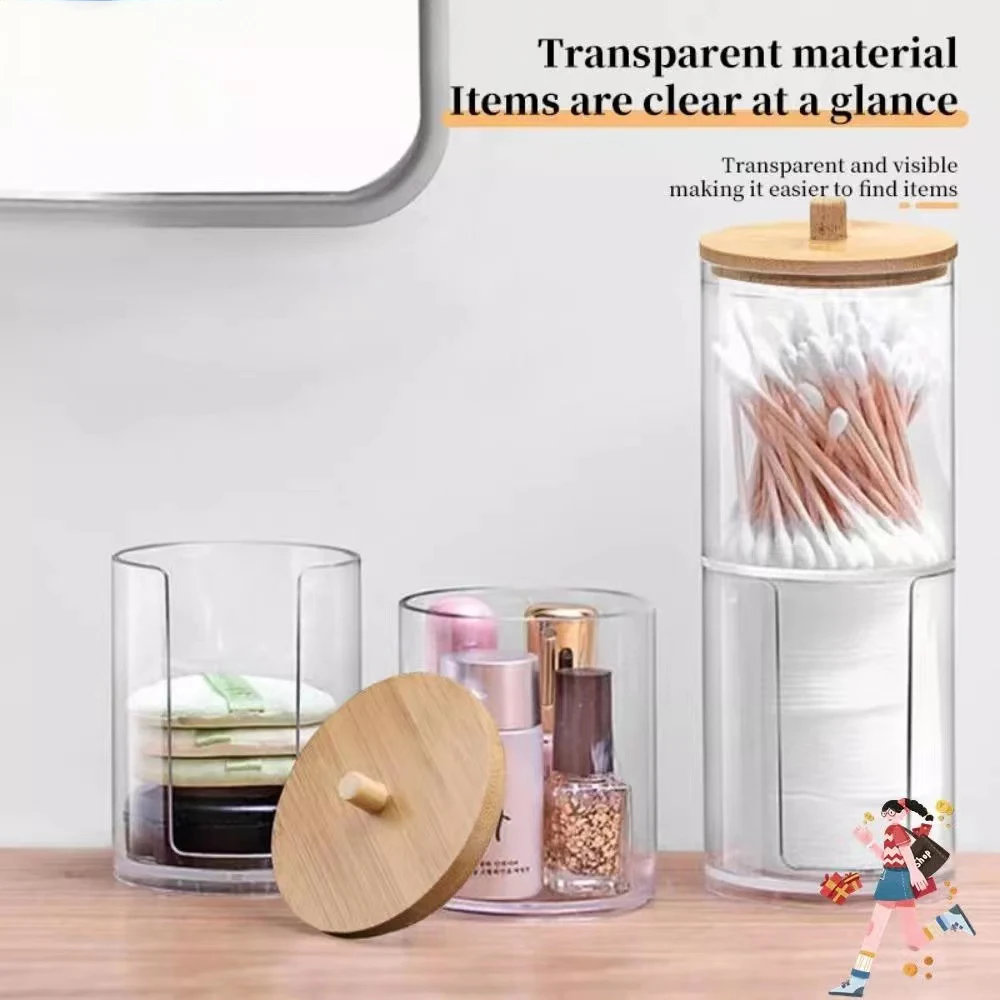 Multipurpose Storage Box Transparent Acrylic Cosmetics Cotton Swab Pads Container Bamboo Lid Women Lipstick Organizer Case Items
Multipurpose Storage Box Transparent Acrylic Cosmetics Cotton Swab Pads Container Bamboo Lid Women Lipstick Organizer Case Items