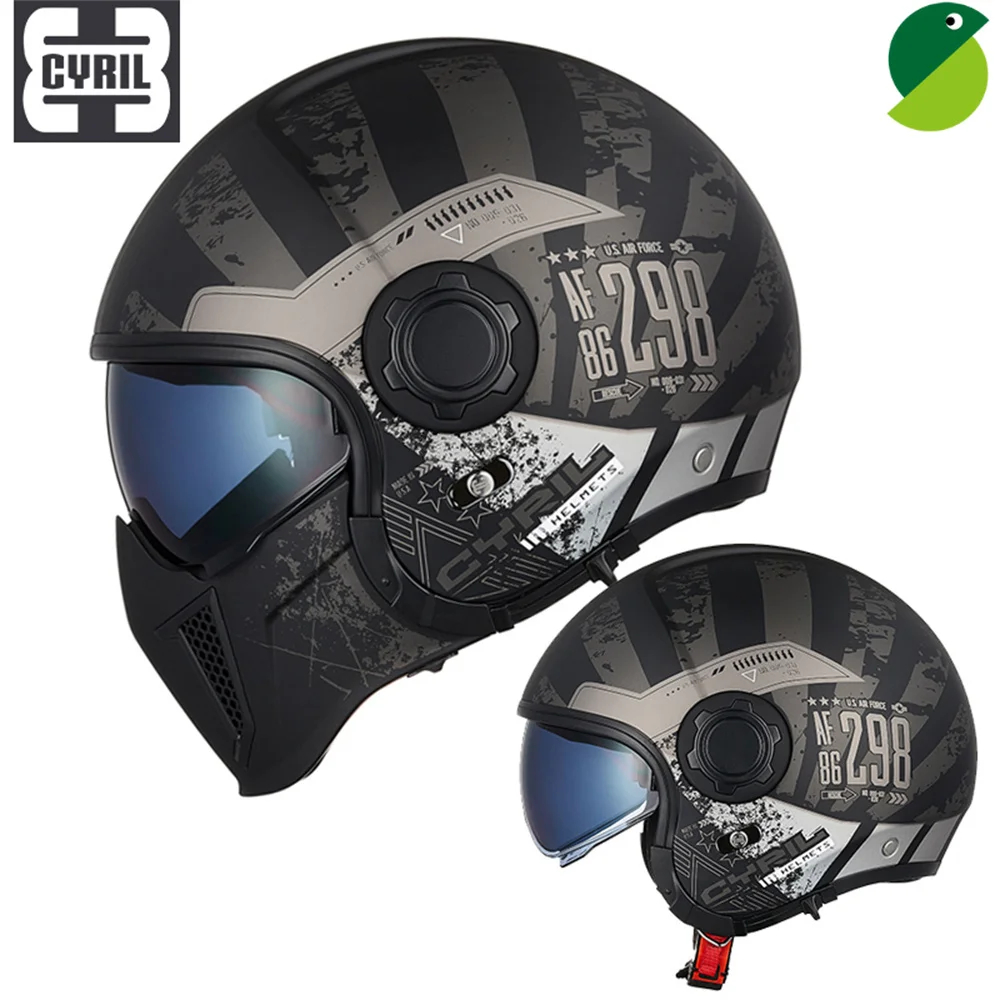 CYRIL Motorcycle Helmet Full Face Open Face Convertible Modular Combination Half Helmet WARRIOR Cruiser Retro Biker DOT ECE
CYRIL Motorcycle Helmet Full Face Open Face Convertible Modular Combination Half Helmet WARRIOR Cruiser Retro Biker DOT ECE