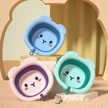Children Folding Washbasin Portable Household Plastic Basin Cartoon Rabbit Durable Small Basin Baby Bath Tub Nursing Supplies