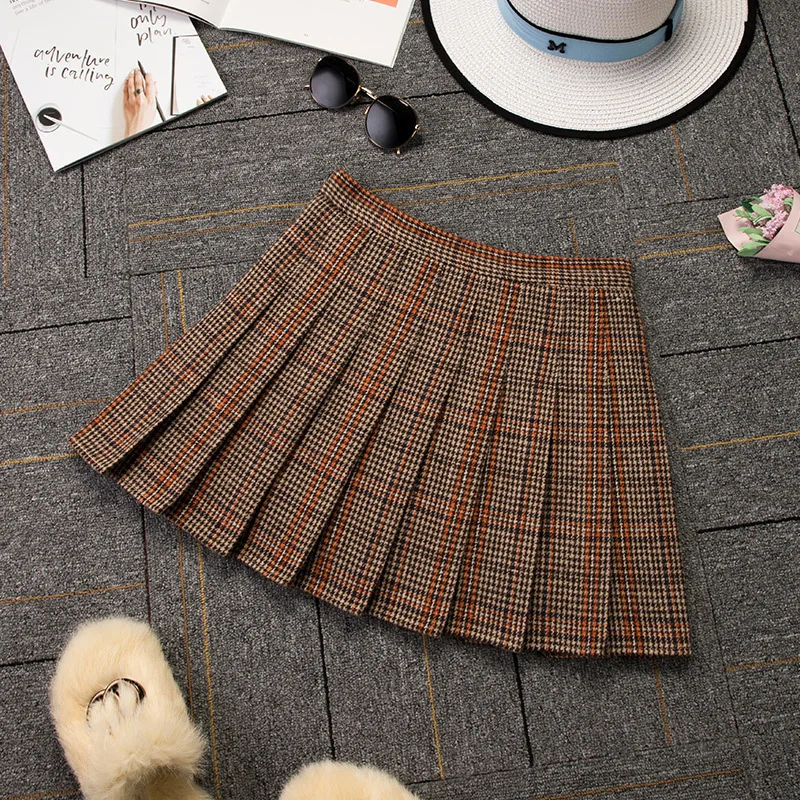 Black Plaid High-Waisted Zipper Thick Cotton Casual Short A-Line Mini Skirts Harajuku Autumn Winter Woolen Pleated Women Skirt
Black Plaid High-Waisted Zipper Thick Cotton Casual Short A-Line Mini Skirts Harajuku Autumn Winter Woolen Pleated Women Skirt
