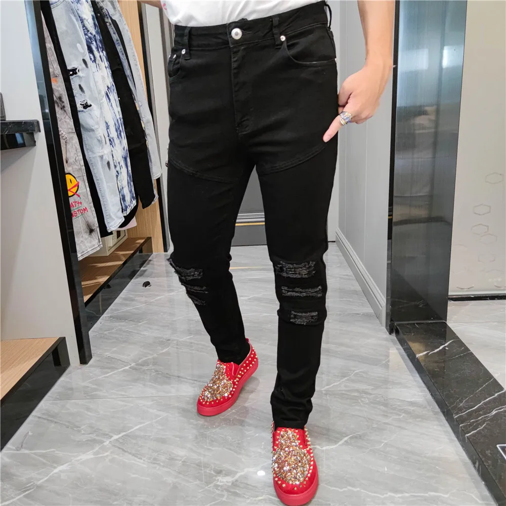 Black Hole Motorcycle Pants Ripped Jeans For Men Stacked Jeans Japanese Korean Trend Casual Men Fall Spring Slim Fit Denim Pants
Black Hole Motorcycle Pants Ripped Jeans For Men Stacked Jeans Japanese Korean Trend Casual Men Fall Spring Slim Fit Denim Pants
